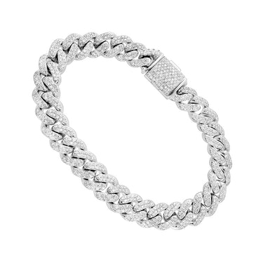 Diamond Cuban Bracelet in 14k White Gold 4.50 Ctw